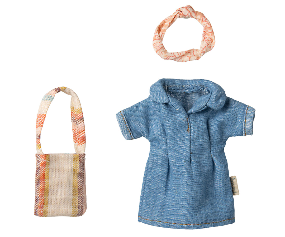 Maileg Denim Dress & Bag, Mum Mouse image 0