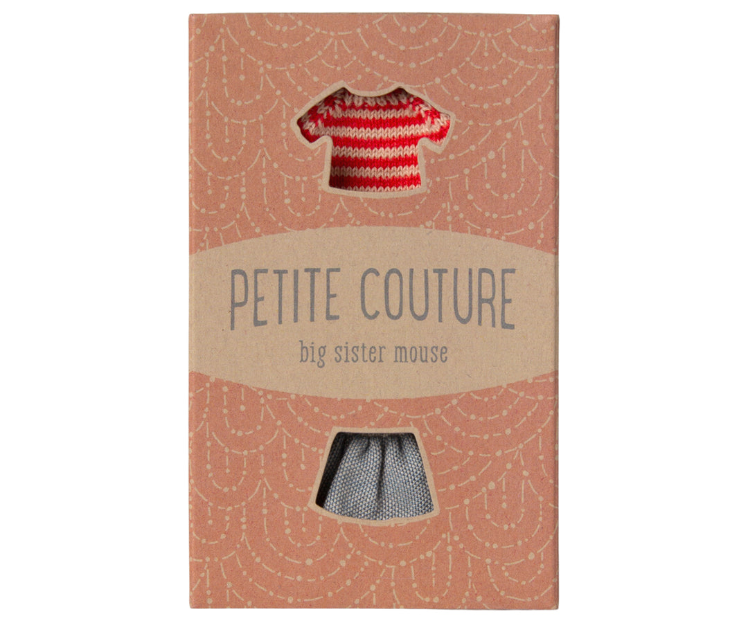 Maileg Knitted Sweater &amp; Skirt, Big Sister Mouse image 1