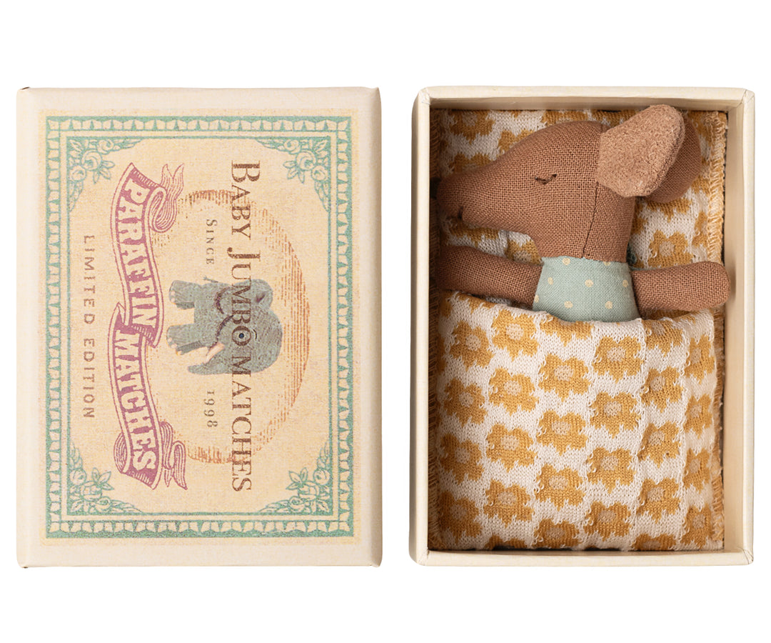 Maileg Sleepy wake baby mouse in matchbox - Blue image 0