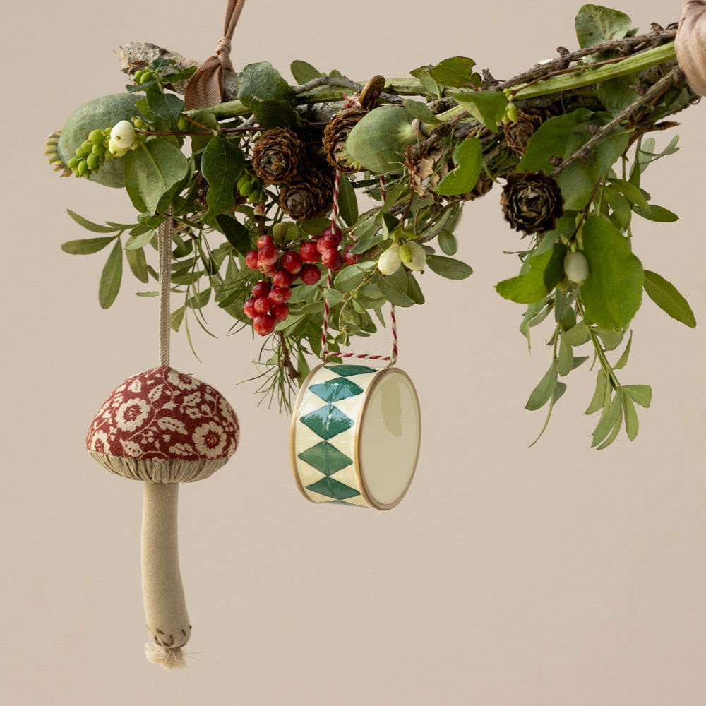Maileg Metal Ornament, Large Drum - Dark Green image 1