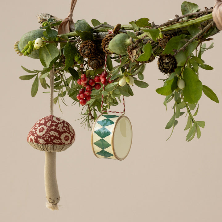 Maileg Metal Ornament, Large Drum - Dark Green image 1