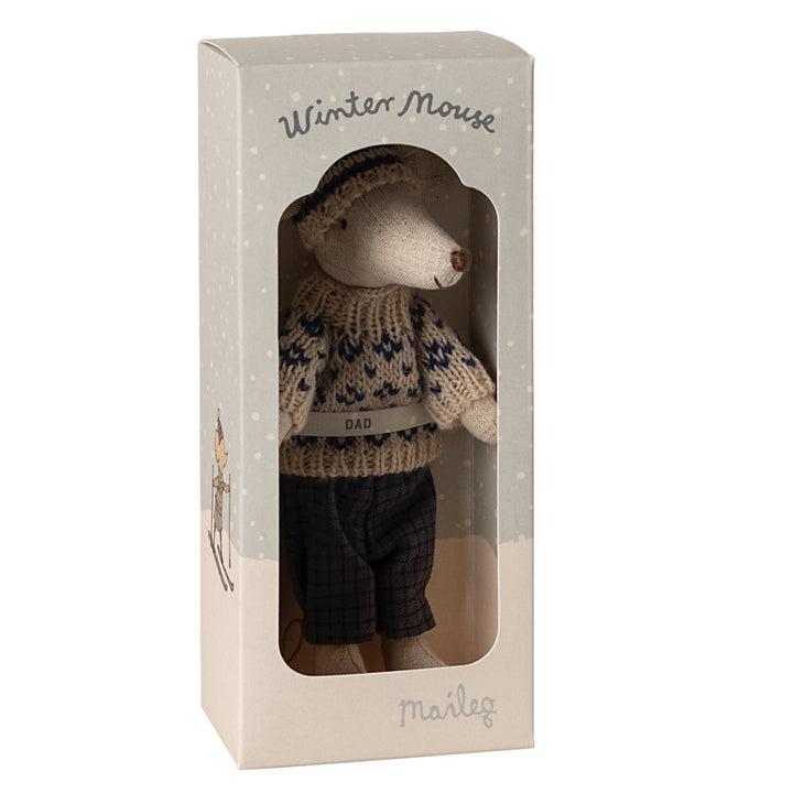 Maileg Winter Mouse with Ski Set, Dad - Blue image 2