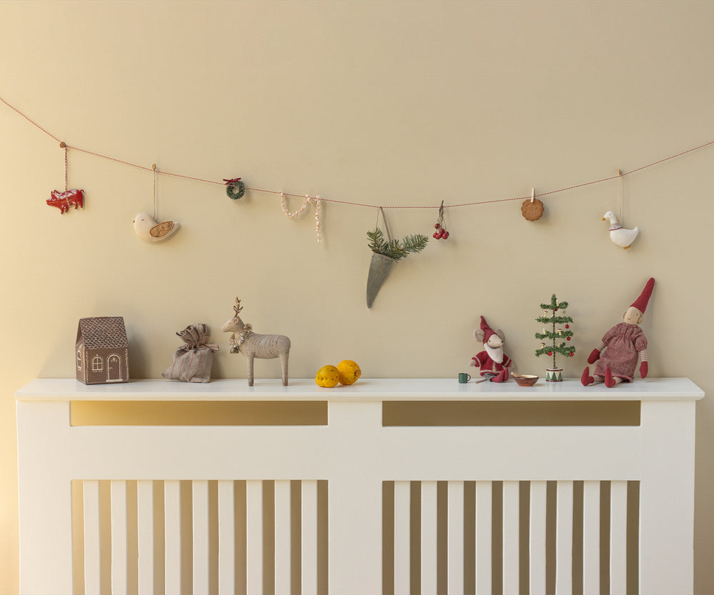 Maileg Fabric ornament, Bird - Winter heart - Sand image 1