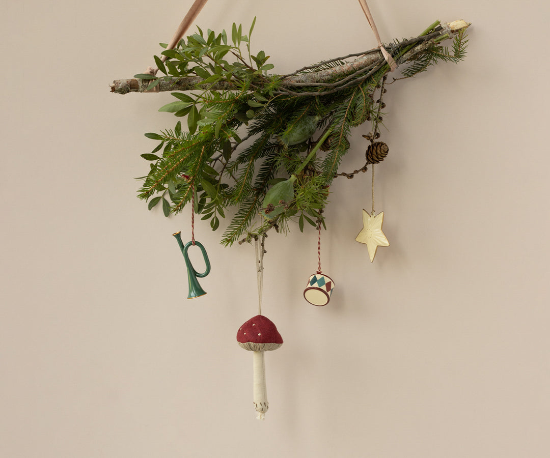 Maileg Metal Ornament, Trumpet - Dark Green image 1