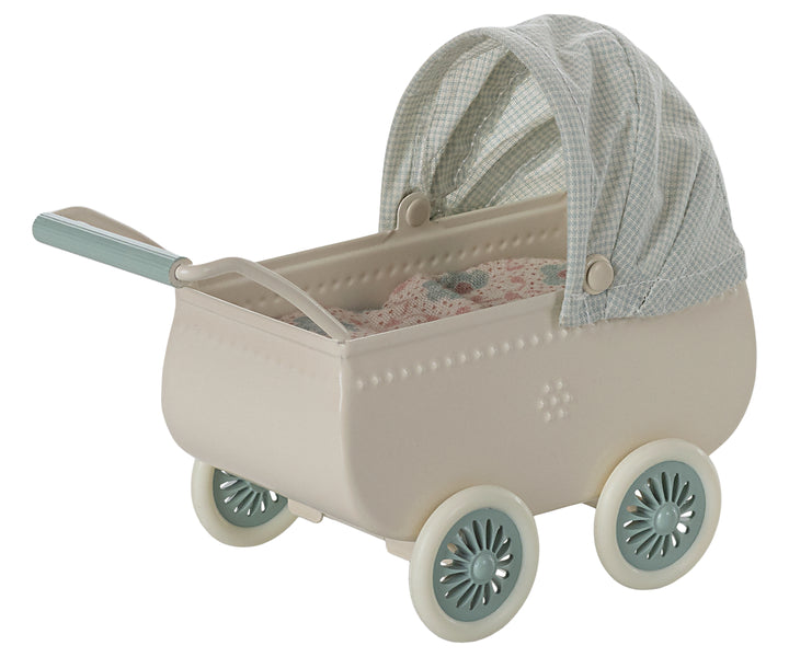 Maileg Pram with Baby Mouse - Mint image 2