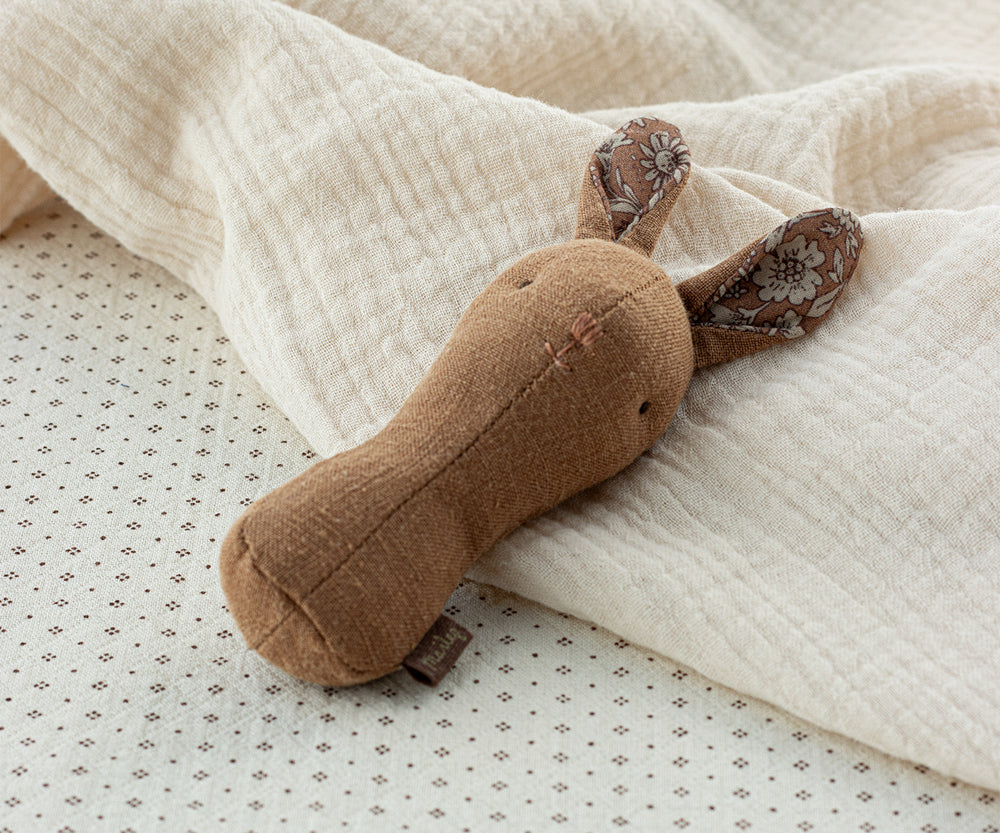 Maileg Lullaby Friends, Bunny Rattle - Chocolate image 1