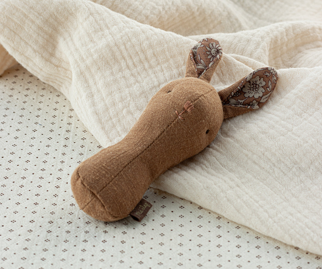 Maileg Lullaby Friends, Bunny Rattle - Chocolate image 1