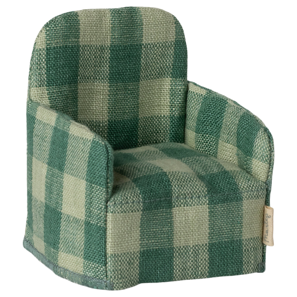 Maileg Folding Chair, Mouse - Green Check image 0