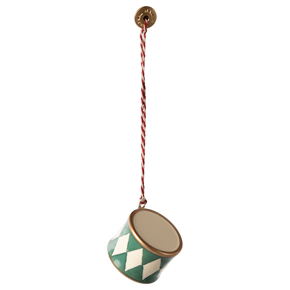 Maileg Metal Ornament, Small Drum - Dark Green image 0