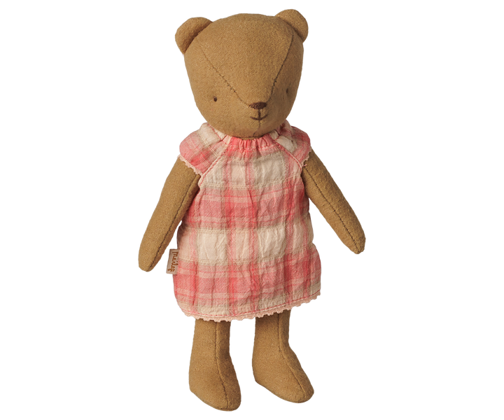 Maileg Teddy Junior in coral dress