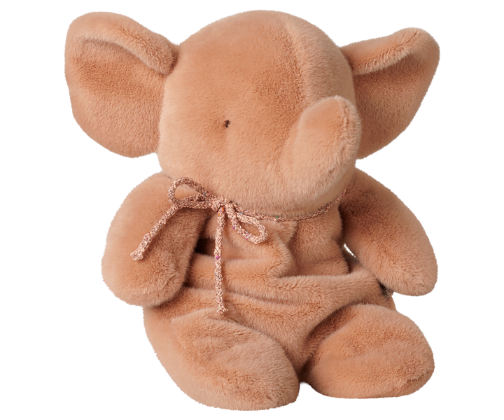 Maileg medium plush elephant in soft vintage rose with bow