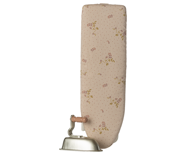 Maileg fabric-covered ironing board with floral pattern on a white background