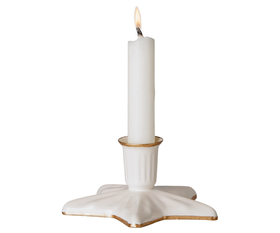 Maileg small star candle holder with gold details and taper candle