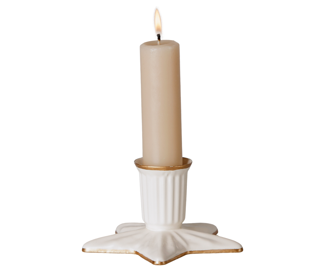 Maileg large star candle holder with gold details and taper candle