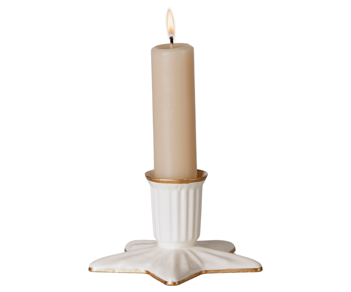Maileg large star candle holder with gold details and taper candle