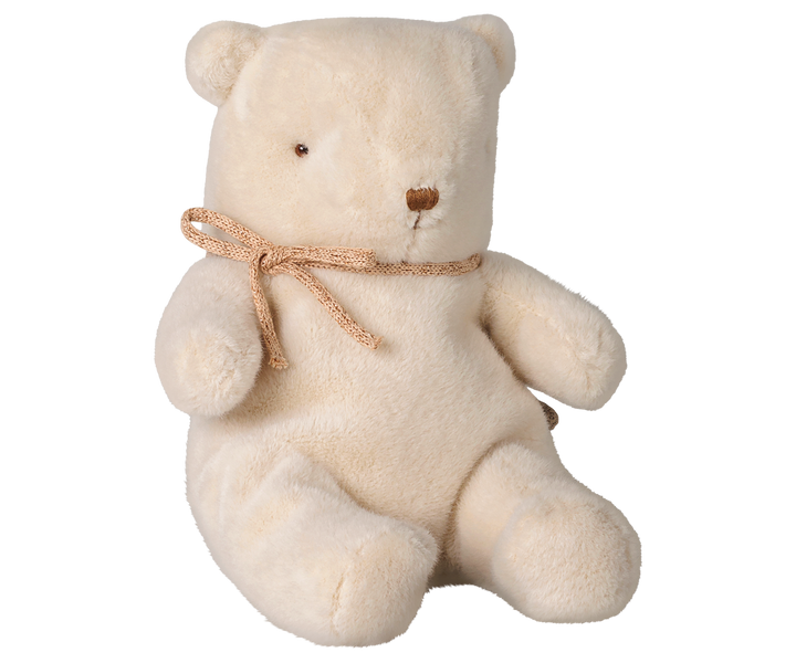 Maileg Small Plush off white teddy bear sitting. 